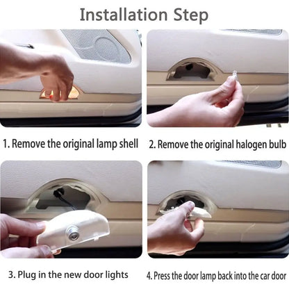 2X LED Car Door Courtesy Welcome Lamp Ghost Shadow Light Bulbs Accessories For Mitsubishi Pajero V87 V93 V97 V80 Montero Grandis
