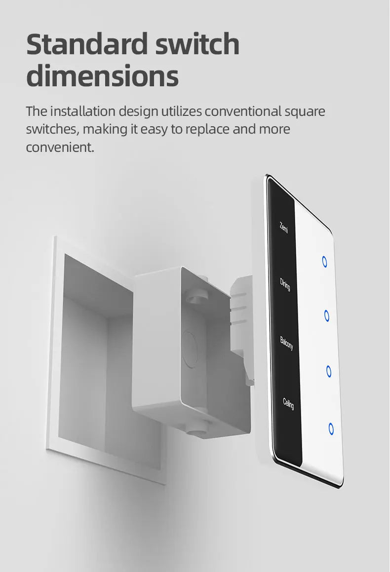 Zigbee Smart DIY Name Switch Work with Tuya App US Type Display Screen Touch Wall Light Switch Alexa Google Home Voice Control