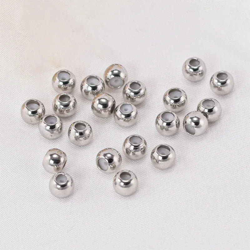 Brass Round Slider Stopper Beads for Bracelet Silicone Inside Positioning Spacer Adjust DIY Crafts Jewelry Making Findings