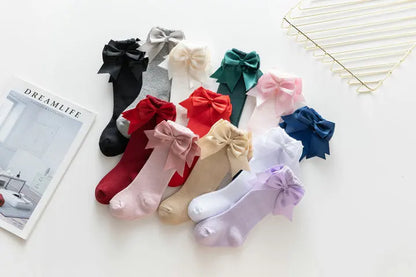 Winter Autumn Kids Knee High Socks Baby Girls Cotton Socks Big Bow Soft Toddlers Princess Children Long Socken For 0-5Years