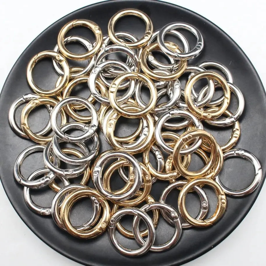 10/50pcs Metal O Ring Spring Clasps for DIY Jewelry Openable Round Carabiner Keychain Bag Clips Hook Dog Chain Buckles Connector