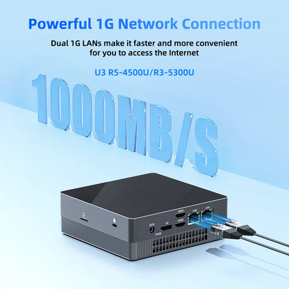 TexHoo Mini PC AMD R7 5800H 7730U up to 16G DDR4 512G NVMe Dual HDMI DP Wifi6 WDesktop Gaming Computer Dual Network Ports