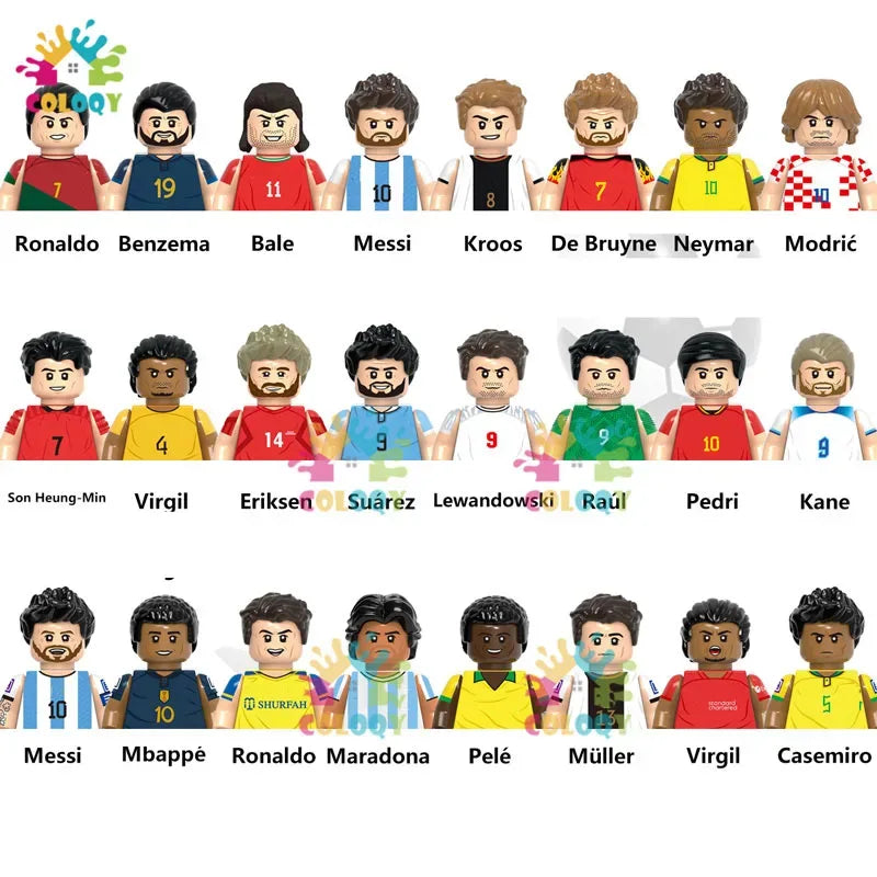 Kids Toys Football Stars Building Blocks Sport Player Bailey Messi Ronaldo Mini Action Figures Toys For Kids Christmas Gifts