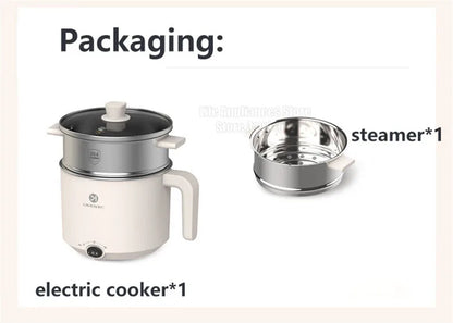 Liven Electric Multi Cooker 1.8L with 304 Stainless Steel Steamer Multifunctional Cooking Rice Porridge Noodle Mini Hot Pot 600W