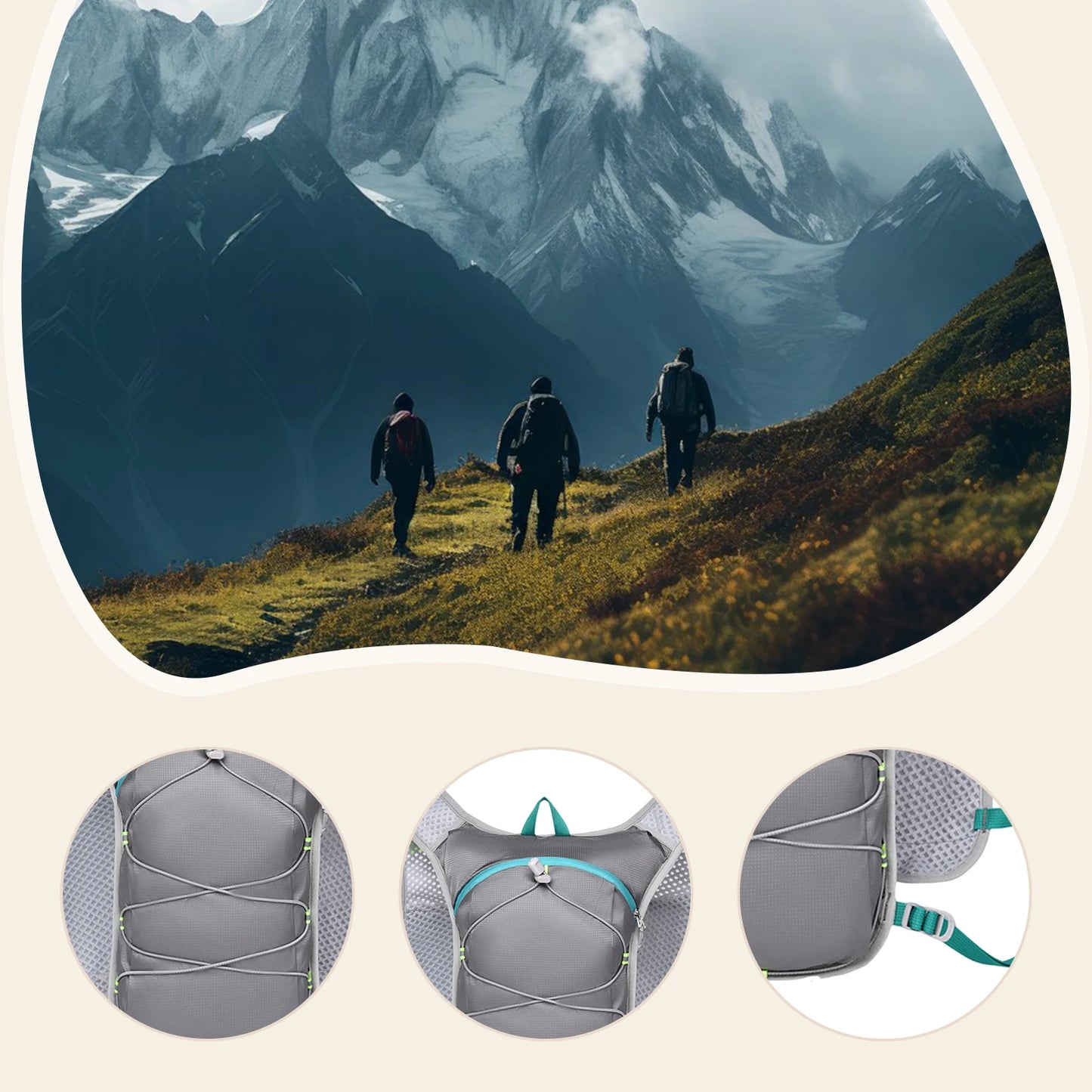 Running Backpack Hiking Bag Breathable Waterproof Portable Water Bottle Backpack Cycling Backpack for Camping, Adventure