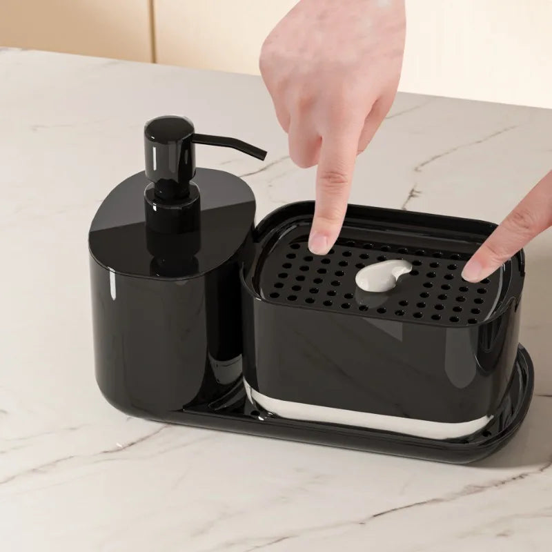 Hand Dish Soap Dispenser Sponge Towel Holder Sink Drain Tray Liquid Soap Pump Container Bathroom Accessory Kitchen Organizer