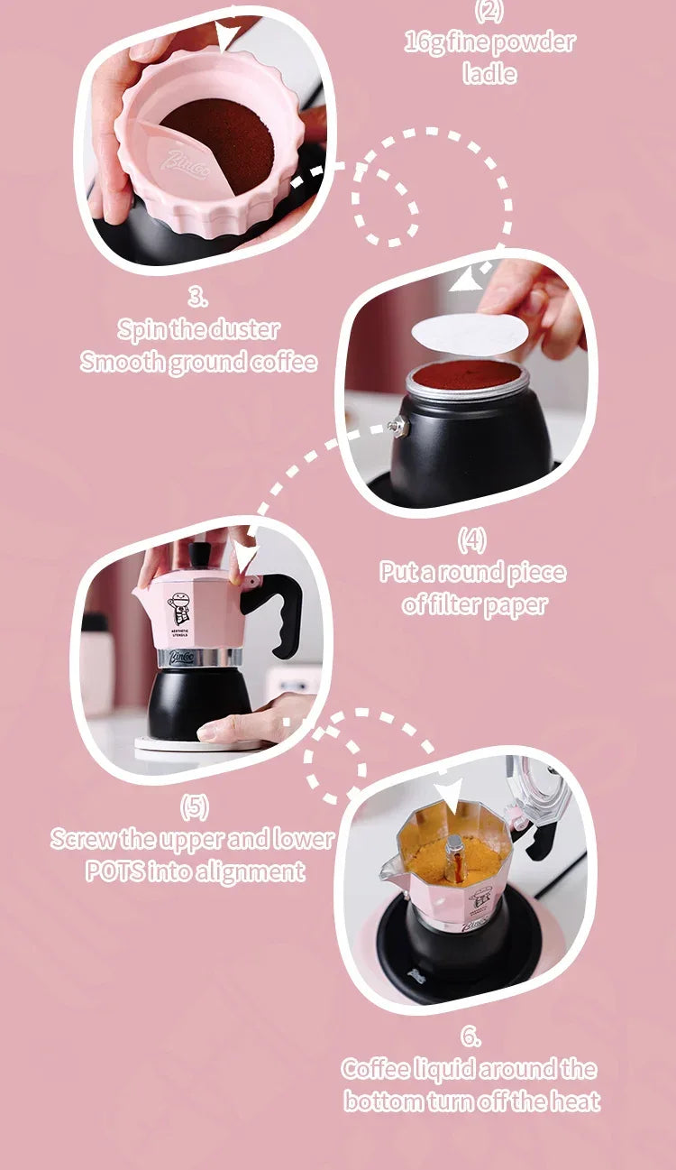 Bincoo Double valve Moka Pot Electric Stove Set Coffee Pot Household Italian Espresso Machine Mocha Pot Barista Accessories 220V