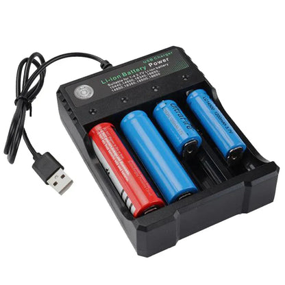 18650 Li-ion Battery Charger 2 3 4 Slots 110V 220V USB A Port For 18650 18700 Charging 3.7V Rechargeable Lithium Battery Charger