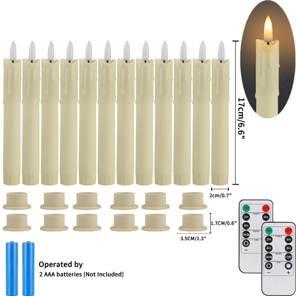 Lot de 6 bougies décoratives LED sans flamme, à piles, avec télécommande et minuterie, pour la maison, les fêtes et les mariages.