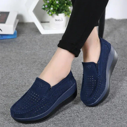Creepers Platform Shoes Women Flats Women Loafers Spring Autumn Casual Suede Leather Shoes Ladies Moccasins Slip On Plus Size 42