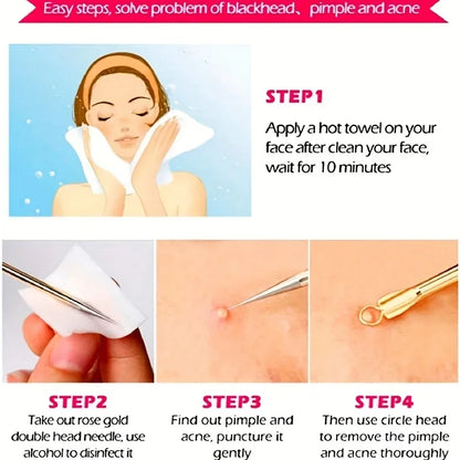 4Pcs Blackhead Remover Acne Needle Facial Cleansing Acne Extractor Remove Blackhead Pores Cleaning Tools