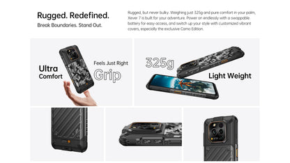RugOne Xever 7 5G Rugged Phone Android 15 Smartphone 512GB ROM 12+12GB RAM 6.67" 120Hz AMOLED NFC 5500mAh Swappable Battery