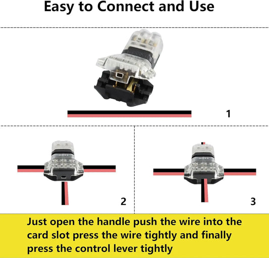 40Pcs T Tap Wire Connectors No Soldering No Wire Stripping 3 Way 2 Pin Wire Connectors Low Voltage Wire Connector