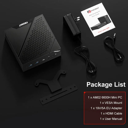 FIREBAT MINI PC AM02 AMD Ryzen 5 6600H 16GB DDR5 RAM 512GB SSD WIFI6 BT5.2 Windows11 Portable Desktop Computer Network port HDMI