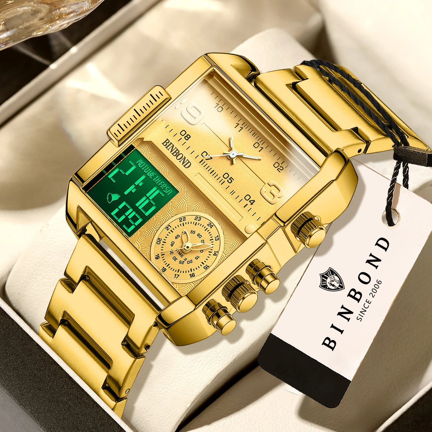 BINBOND Luxury quartz watches for men luminous waterproof multi-functional men's watch sport fashion casual reloj wristwatch TOP