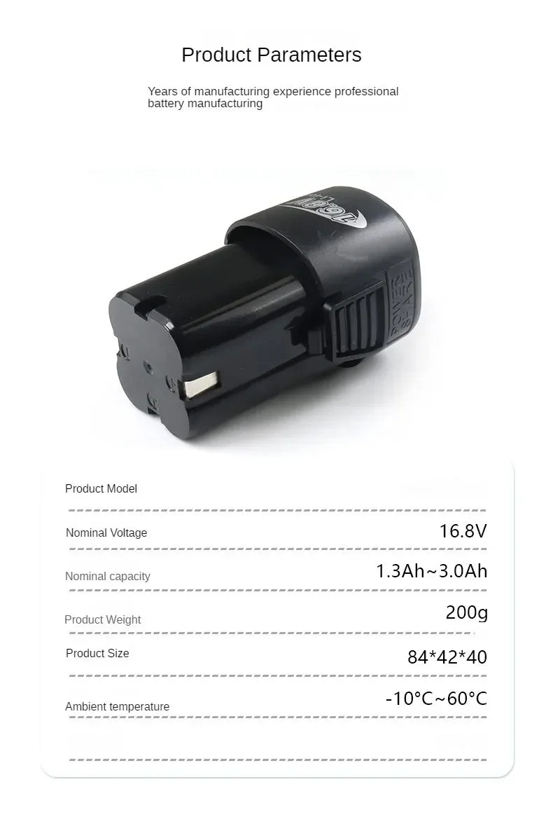 16.8V 2000mAh Rechargeable Lithium Battery for Angle Grinder Electric Drill Electric Screwdriver Electric Shear Spare Battery
