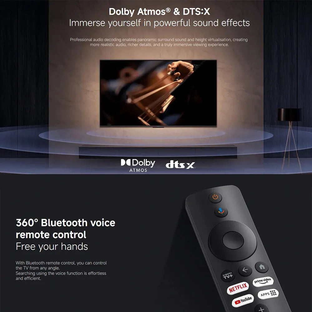 Xiaomi TV Stick 4K 2nd Gen, Portable Streaming Media, Netflix Dual-band WiFi 6 Google Assistant, BT5.2 Smart TV Dongle, 360° Bluetooth Voice Remote Control Google TV