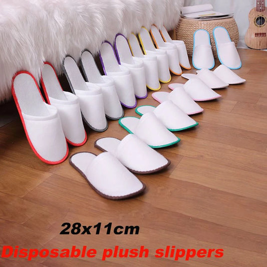 10Pair Lot Hotel Slippers Men Womens random color Velvet Travel Disposable Cotton Home Hospitality Shoes Cheap SPA Guest Slides by PDG ibma