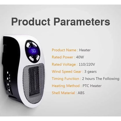Remote Heater 500W Heater Portable Electric Heater Plug-in Wall Mounted Room Heater Home Appliance Heating Stove Mini Radiator