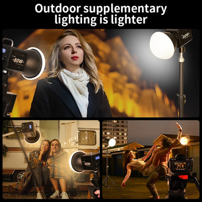 ZU80 COB camera light 80W LED fill light 2500K~6500K dual-color mini Bowens portable outdoor live lighting CRI≥96 TLCI≥97