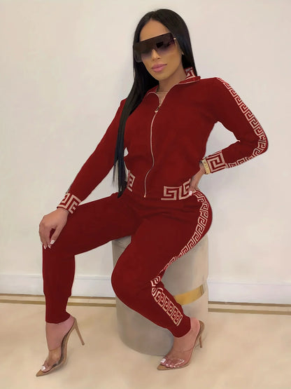 2025 Europe And The United States New Style Leisure Printing Stitching Two-piece Suit