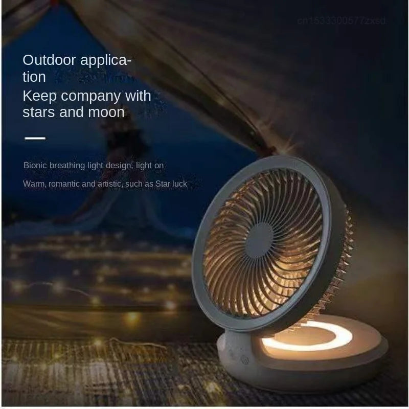 Edon Air Circulation Fan Wireless Suspended USB Rechargeable Night Light Touch Control 4 Wind Speed Folding Electric Fan Home