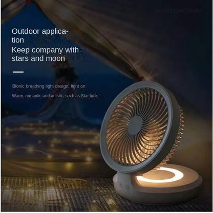 Edon Air Circulation Fan Wireless Suspended USB Rechargeable Night Light Touch Control 4 Wind Speed Folding Electric Fan Home