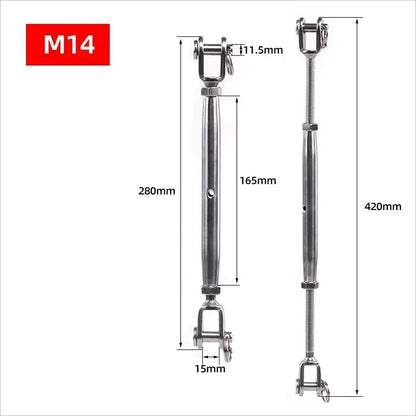 304 Stainless Steel Marine Closed Body Jaw Turnbuckle M5 M6 M8 M10 M12 M14 M16 for Rigging Screw Jaw Barrel Strainers