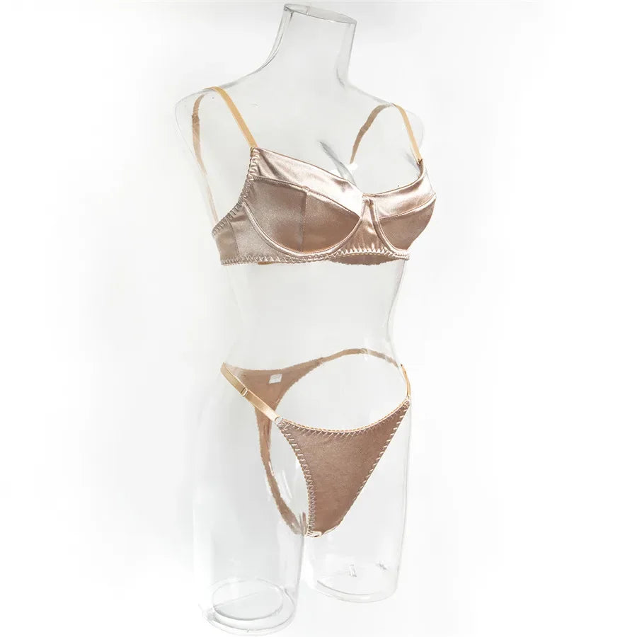 Sexy Bra Brief Sets Seamless Solid Brown Romantic Lingerie Women Vintage Thin Underwear Comfortable New Arrival Exotic Sets