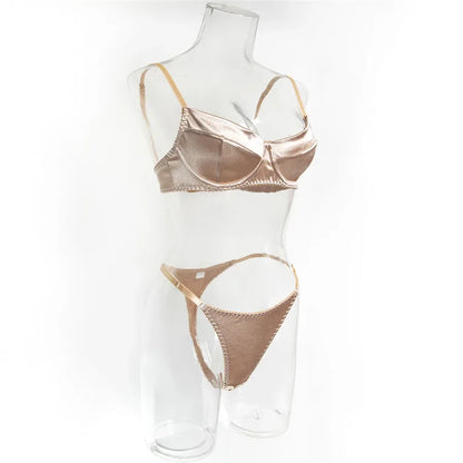 Sexy Bra Brief Sets Seamless Solid Brown Romantic Lingerie Women Vintage Thin Underwear Comfortable New Arrival Exotic Sets