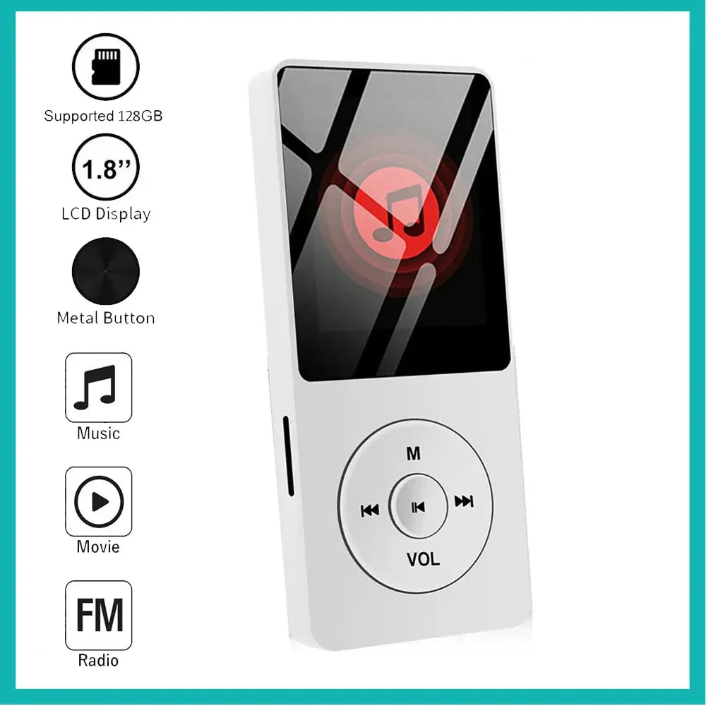 MP3 Player Outdoor Sports Fitness Mini Mp4/mp3 Support Bluetooth Lossless Hifi Music Player FM Radio Recorder Sport 128GB