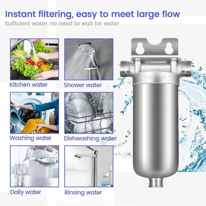 Whole House Well Water Filter for Household, 304 Stainless Steel Pre Filter with High Flow & Backwashing Function
