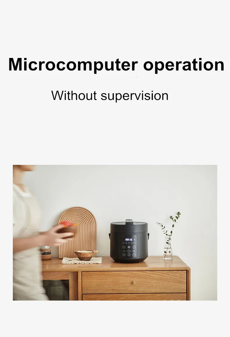 750W 2L Electric Rice Cooker Ceramic Glaze Pot 24H Pressure Cooker Multifunctional Automatic Rice Cooker for Small Kitchens