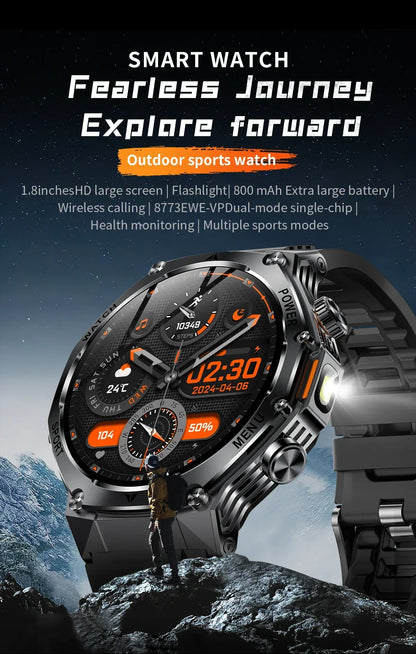 2026 800mAh Super Capacity Battery Adult Men Smart Watch 1.8-inch Large Screen Bluetooth Call IP68 Waterproof SmartWatch Sports