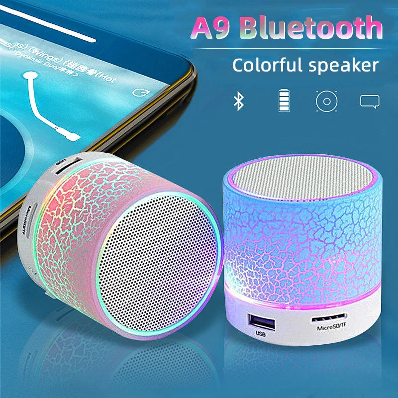 Mini Bluetooth Speaker Portable Car Audio Dazzling Crack LED Wireless Bluetooth Subwoofer Speaker TF Card MP3 Music Sound Column