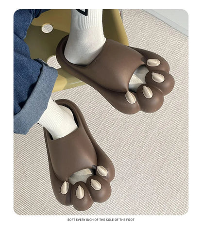 Cute Tiger Paw Slippers Men New Summer Outdoor Slides Shoes Unisex Funny Cartoon Bear Cat Claw Lovers Slipper Novelty Flip Flops