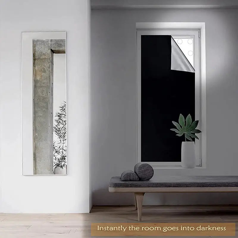 Blackout Curtain Self-adhesive Cooling Window Shades With Silver Coate For Living Room Bedroom Home Window Film Cloth