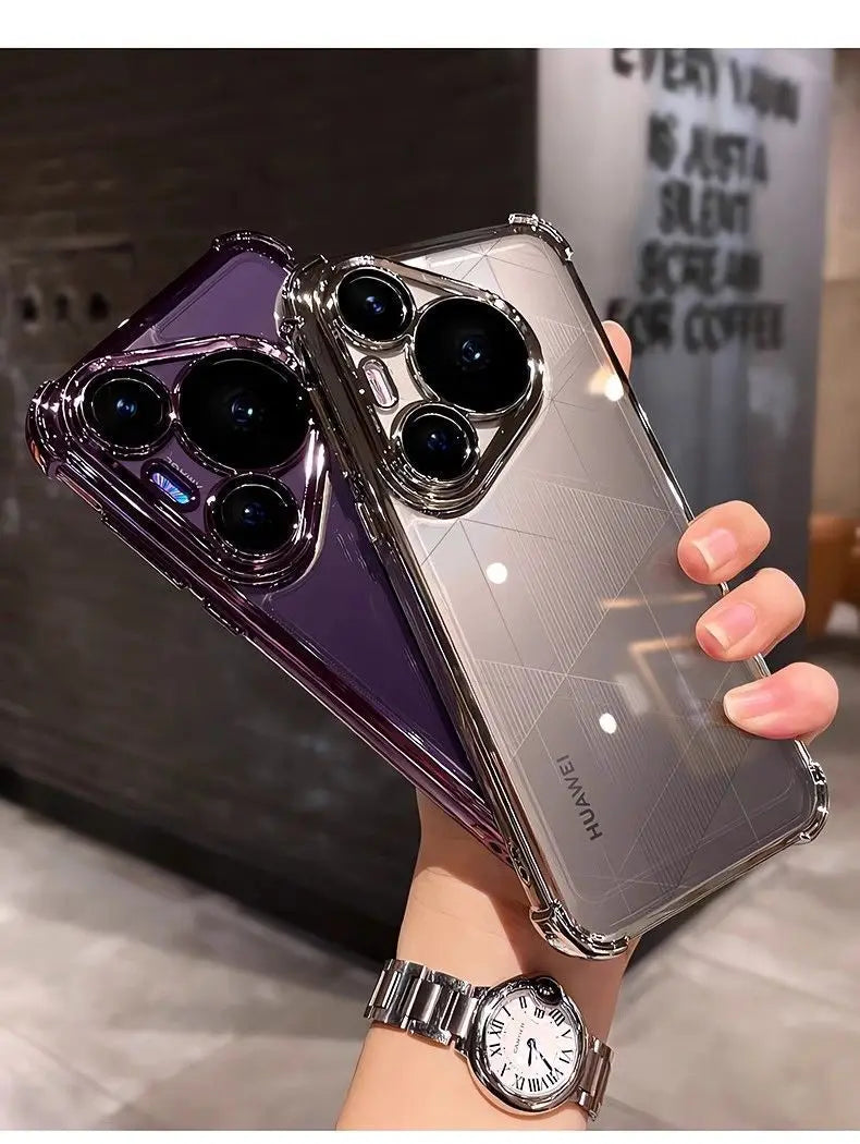 Case For Huawei Pura 80 Ultra 80 Pro plus Luxury Electroplating Transparent Four Corners Shockproof Back Cover For Huawei Pura80