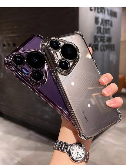 Case For Huawei Pura 80 Ultra 80 Pro plus Luxury Electroplating Transparent Four Corners Shockproof Back Cover For Huawei Pura80