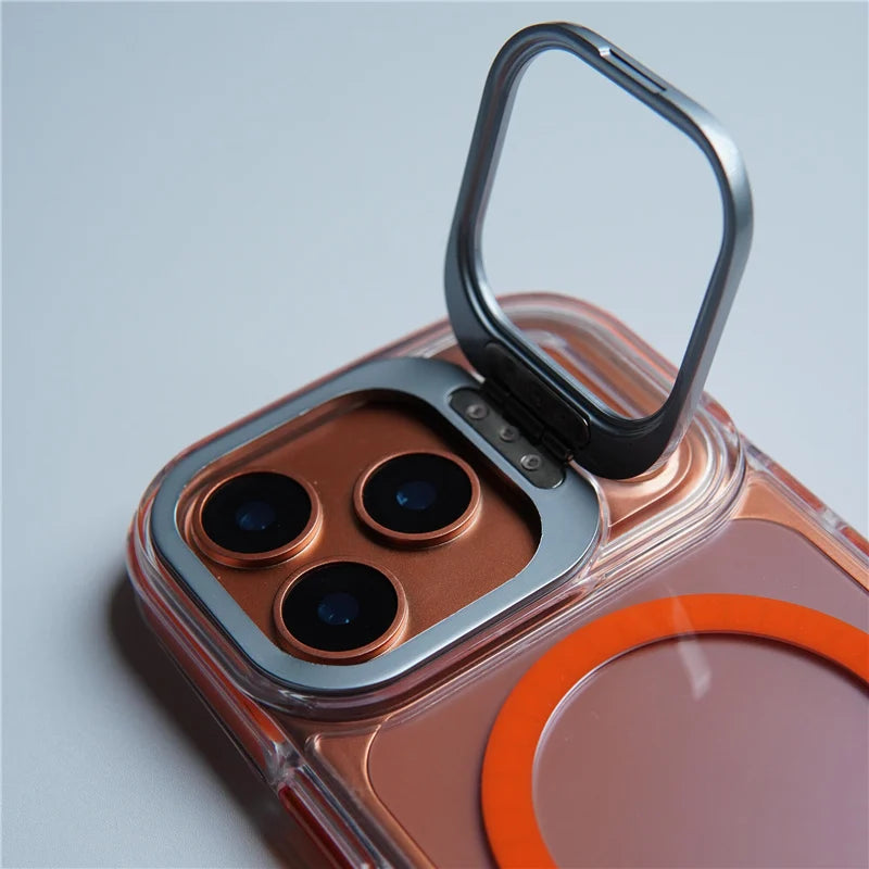 Flip Camera Lens Holder For Magnetic Magsafe Case For iPhone 17Pro 16 16Pro 17 17Pro max Transparent Protective Phone Cover