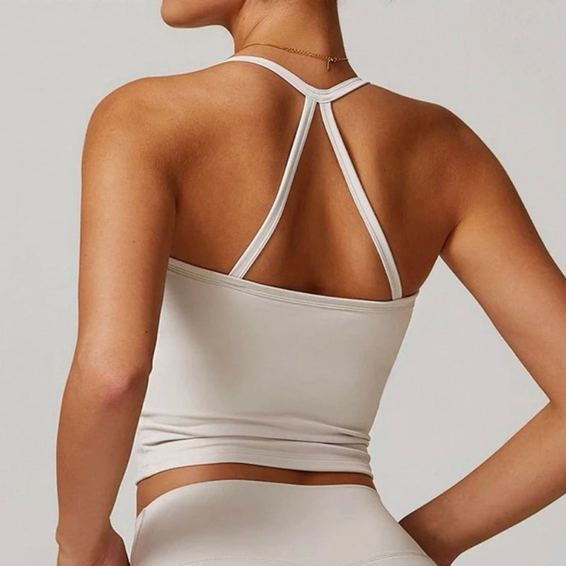 Women's Yoga Sports Fitness Vest, Pilates Running Bra, Thin Belt, Professional Training Underwear, Chest Mat, Fitness Gear