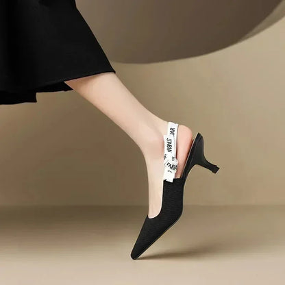 High Heels Women Sexy Sandals Mid Heels Slingback Summer Slippers 2025 Fashion Luxury Pumps New Flip Flops Shallow Mujer Slides
