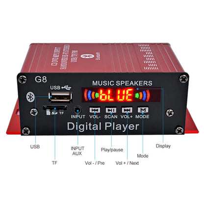 Mini HIFI Stereo Digital Amplifier Channel 2.0 Bluetooth 5.0 FM USB Home Theater Sound System G8  Power Amp Remote Control
