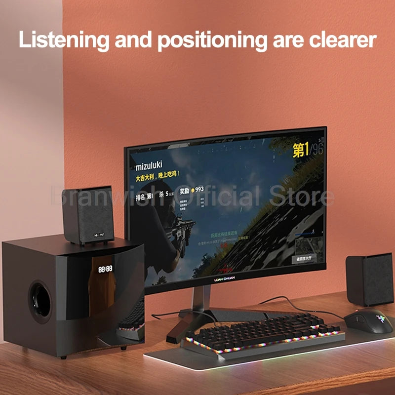 2.1 Sound Box Amplifier 31W High Power Bluetooth Speaker 4 Inch Subwoofer Home Theater Home Cinema 360°Sound System PC Audio Set
