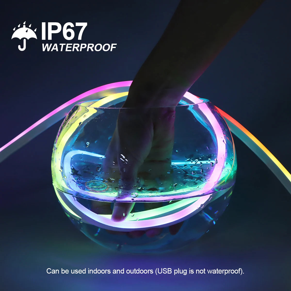 WS2812 RGBIC RGB LED Neon Light Strip,5V USB Waterproof Bluetooth Diode Neon Tape Ribbon with Remote for Room Ceiling Decoration