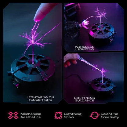 Tesla Coil Arc Music Box - Wide Voltage 110-240V, Bluetooth 5.3 Wireless+SD Card Lightning Purple Visual Arrangement.