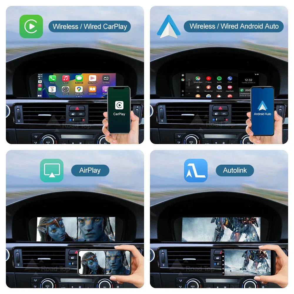 Road Top 8.8'' Wireless Carplay Android Auto Multimedia Display Screen For BMW 3 Series E90 E91 E92 E93 5 Series E60 E61 CCC CIC