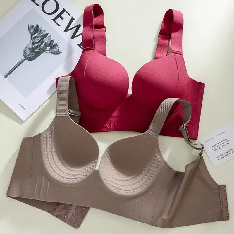 Seamless Women's Underwear, Large Size, No Steel Ring, Gathered and Adjusted, Anti-sagging Sexy Bra Push Up Bra