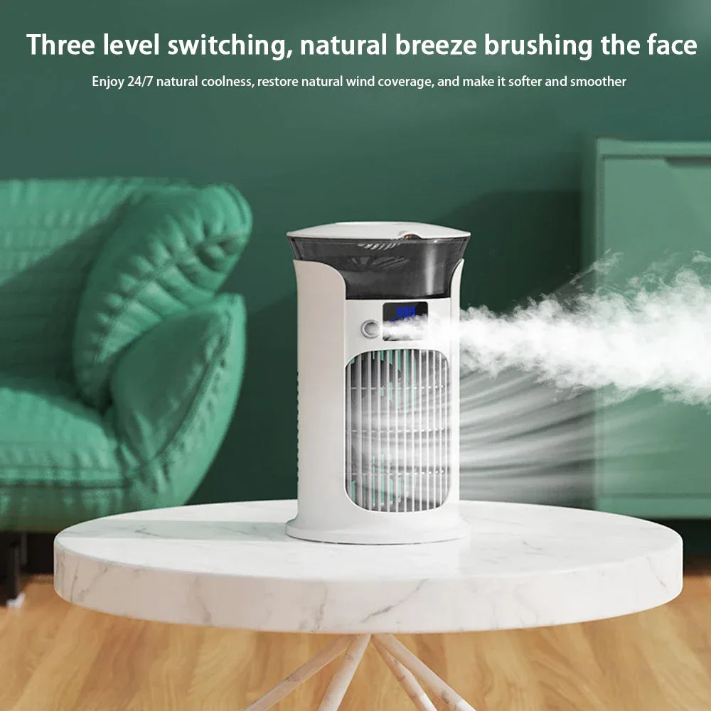 Portable Rechargeable Quiet Cool Air Fan with Humidifier, Desktop Air Conditioner, Water/Ice Cooling Cooling Fan For Office/Home