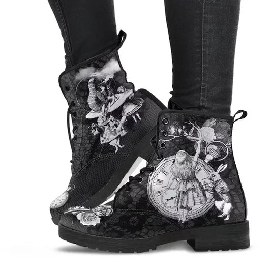 2022 Skull Flower Print High-Top Sneakers Women Boot Autumn Winter Fashion Woman Ankle Boots Adult Botas Mujer Plus Size 43 by PDG ibma